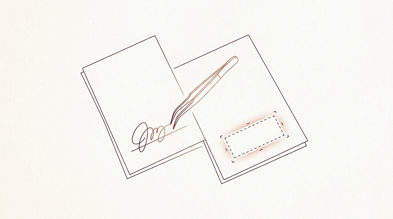 Digital transplant: the genuine signature cropped from one document and pasted onto another